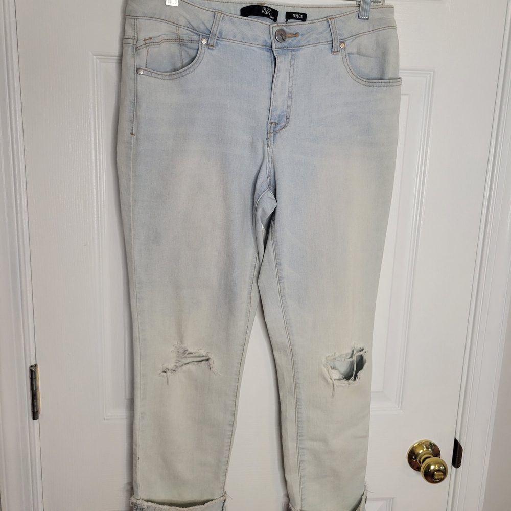 1822 Denim Light Blue Distressed Women Jeans